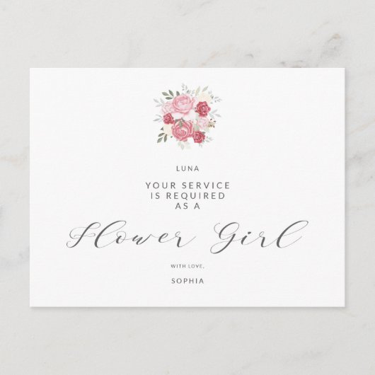Pink Bouquet Will You Be My Flower Girl Proposal Briefkaart (Voorkant)