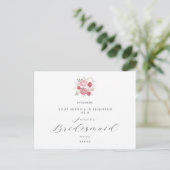 Pink Bouquet Will You Be My Junior Bridesmaid Briefkaart (Staand voorkant)