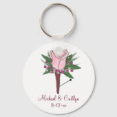 Pink Boutonniere Roos Wedding Groom Best Man Sleutelhanger (Voorkant)
