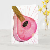 Pink Bouzouki Musical Instrument Art Kaart (Gele Bloem)