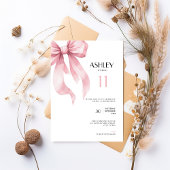 Pink Bow 11th Birthday Invitation for Girls Kaart