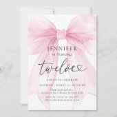 Pink Bow 12th Birthday Kaart (Voorkant)