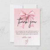 Pink Bow 12th Birthday Thank You Card Bedankkaart (Voorkant)