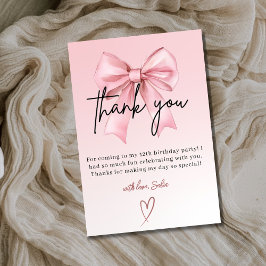 Pink Bow 12th Birthday Thank You Card Bedankkaart