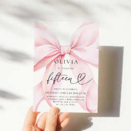 Pink Bow 15th Birthday Party Kaart