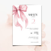 Pink Bow 2nd Birthday Invitation for Girls Kaart