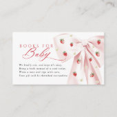 Pink Bow Aardbeien Baby shower Boeken voor Baby Informatiekaartje (Voorkant)