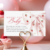 Pink Bow Aardbeien Baby shower Boeken voor Baby Informatiekaartje