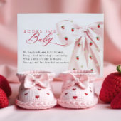 Pink Bow Aardbeien Baby shower Boeken voor Baby Informatiekaartje