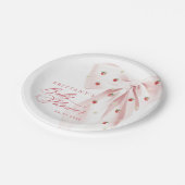 Pink Bow Aardbeien Baby shower Papieren Bordje (Gekanteld)