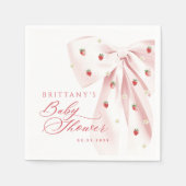 Pink Bow Aardbeien Baby shower Servet (Voorkant)