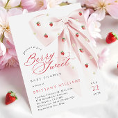 Pink Bow Aardbeien Baby shower Uitnodiging