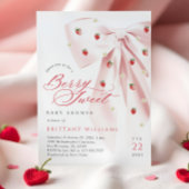 Pink Bow Aardbeien Baby shower Uitnodiging