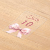 Pink bow acrylic table number sign acryl uitnodigingen (Laagn)