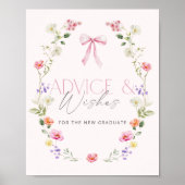 Pink Bow Advice and wishes for graduate Poster (Voorkant)