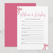 Pink Bow Advies en Wensen Vrijgezellenfeest Game Kaart (Voorkant / Achterkant)