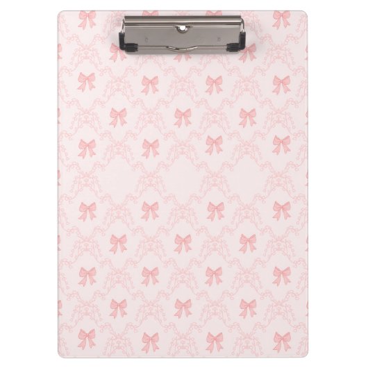 Pink Bow Aesthetic Notebook – Cute & Feminine Jour Klembord (Voorkant)