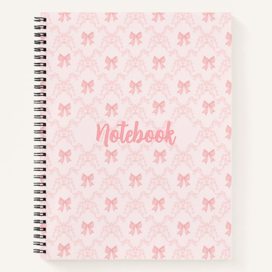 Pink Bow Aesthetic Notebook – Cute & Feminine Jour Notitieboek (Voorkant)