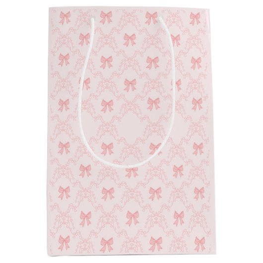 Pink Bow Aesthetic Notebook – Cute & Feminine Medium Cadeauzakje (Voorkant)