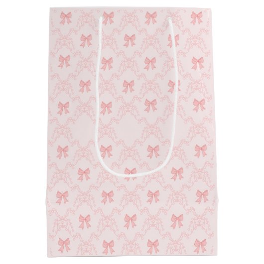 Pink Bow Aesthetic Notebook – Cute & Feminine Medium Cadeauzakje (Achterkant)