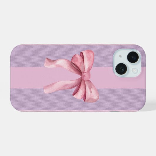 Pink Bow Aesthetic Phone Case iPhone 15 Case (Achterkant horizontaal)