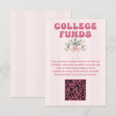 Pink Bow Afstudeerder Celebration College Funds Informatiekaartje (Voorkant / Achterkant)