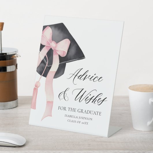 Pink Bow Afstudeerder Party Afstuderen advies en w Reclamebord Met Voetstuk (Insitu)