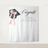 Pink Bow Afstuderen Felicitatie Foto Achtergrond Wandkleed (Voorkant)