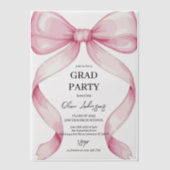 Pink Bow Afstuderen Uitnodiging | Elegant modern (Voorkant)