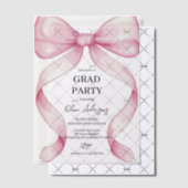 Pink Bow Afstuderen Uitnodiging | Elegant modern (Offset (Uitnodiging))