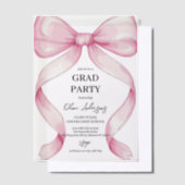 Pink Bow Afstuderen Uitnodiging | Elegant modern (Offset)