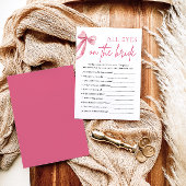 Pink Bow Alle ogen op de bruid Vrijgezellenfeest s Kaart