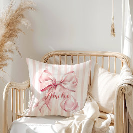 Pink Bow and Stripes Personalized Kussen