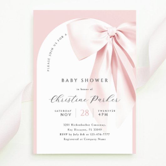 Pink Bow Arch Baby shower Uitnodiging