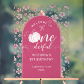 PINK BOW & ARCH FALL PUMPKIN FLOWERS BIRTHDAY ACRYL BORD (Neutraal)