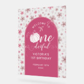 PINK BOW & ARCH FALL PUMPKIN FLOWERS BIRTHDAY ACRYL BORD (Hoek)