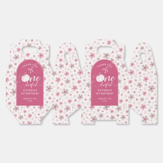 PINK BOW & ARCH FALL PUMPKIN FLOWERS BIRTHDAY BEDANKDOOSJES (Ongevouwen)