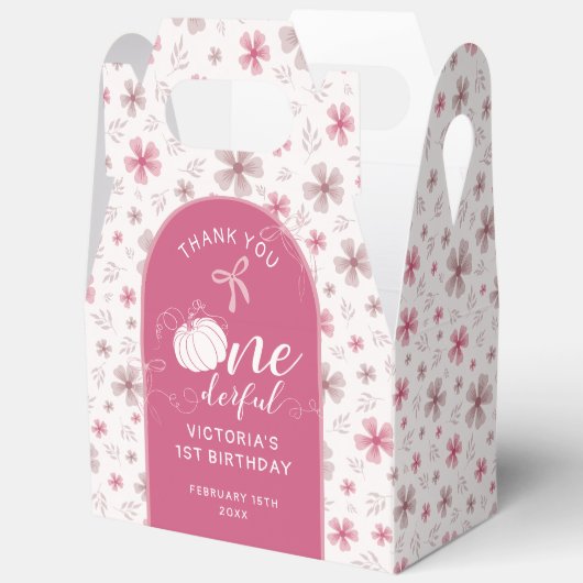 PINK BOW & ARCH FALL PUMPKIN FLOWERS BIRTHDAY BEDANKDOOSJES (Open)