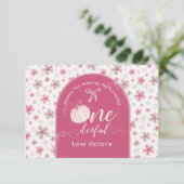 PINK BOW & ARCH FALL PUMPKIN FLOWERS BIRTHDAY BEDANKKAART (Staand voorkant)