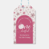 PINK BOW & ARCH FALL PUMPKIN FLOWERS BIRTHDAY CADEAULABEL (Voorkant)
