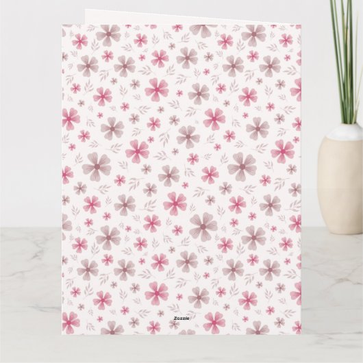 PINK BOW & ARCH FALL PUMPKIN FLOWERS BIRTHDAY KAART (Achterkant)