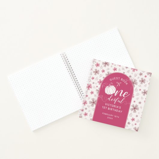 PINK BOW & ARCH FALL PUMPKIN FLOWERS BIRTHDAY NOTITIEBOEK (Binnen)