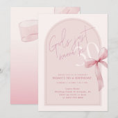 Pink Bow Arch Girls Just Wanna Be 30 Birthday Kaart (Voorkant / Achterkant)