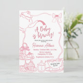Pink Bow Baby Brouwt Thee Baby Shower Kaart (Staand voorkant)