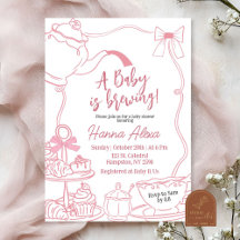 Pink Bow Baby Brouwt Thee Baby Shower