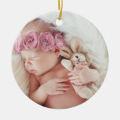 Pink Bow Baby Feet Photo Daughter First Christmas Keramisch Ornament (Voorkant)