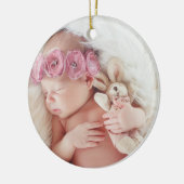 Pink Bow Baby Feet Photo Daughter First Christmas Keramisch Ornament (Links)