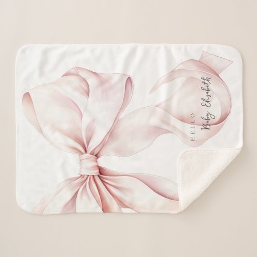 Pink Bow Baby Gift Sherpa Deken (Voorkant (horizontaal))