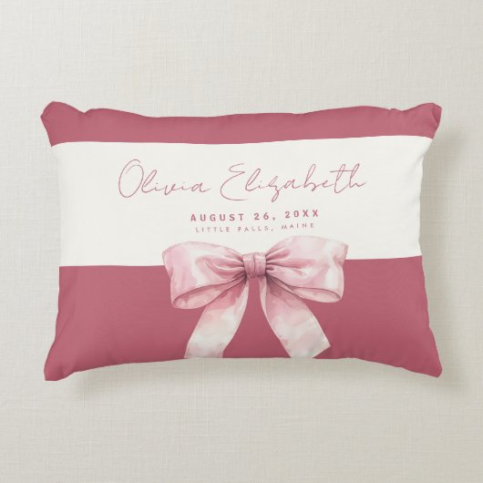 Pink Bow Baby Girl Accent Kussen (Voorkant)