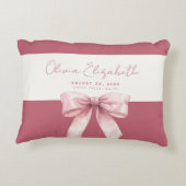 Pink Bow Baby Girl Accent Kussen (Achterkant)
